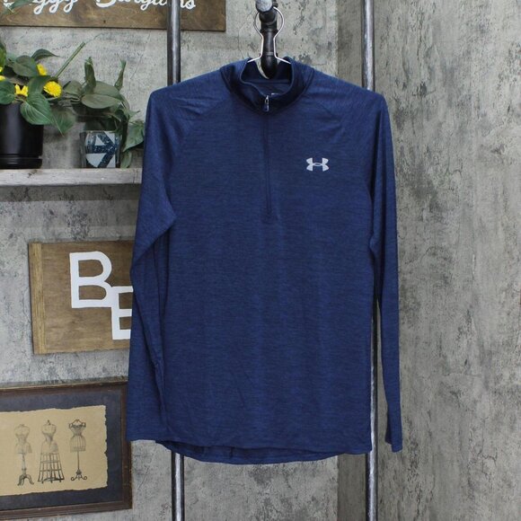 Under Armour Mens Lightweight 1/4 Zip Pullover Shirt Top 1668f7a4beb924 Blue S - Picture 1 of 5
